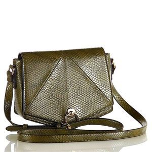 Olive Faux Snakeskin Crossbody Bag